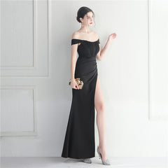 Off-Shoulder Split Maxi Dress