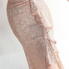 Sequined Ruffled Maxi Dress