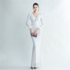 Sequin Feather Maxi Dress