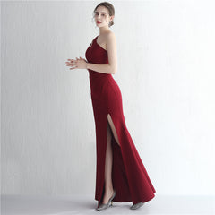 One-Shoulder Asymmetric Split Maxi Dress