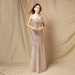 V-Neck Sequined Fishtail Maxi Dress