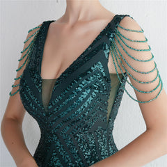 Sequined V-Neck Slim Maxi Dress