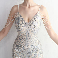 Sequined V-Neck Maxi Dress