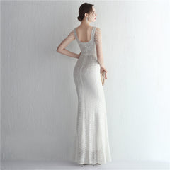 Sequined V-Neck Fishtail Maxi Dress