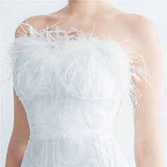Ostrich Feather Strapless Maxi Dress