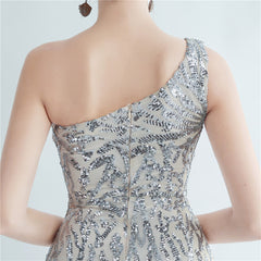 One-Shoulder Sequin Maxi Dress