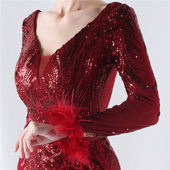 Sequin Feather Maxi Dress