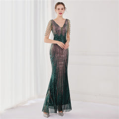 Sequined Fishtail Maxi Dress