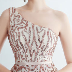 One-Shoulder Sequin Maxi Dress