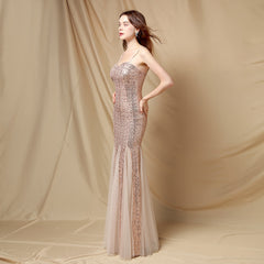V-Neck Sequined Fishtail Maxi Dress