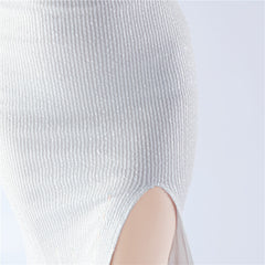 One-Shoulder Ombre Sequin Feather Dress