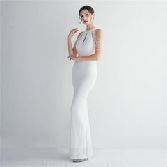 Sequined Halter Fishtail Maxi Dress