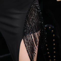 Fringe V-Neck Maxi Dress