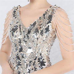 Sequined V-Neck Bodycon Dress