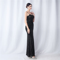 Sequined Side-Slit Maxi Dress