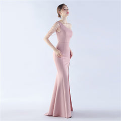 Beaded One-Shoulder Maxi Dress