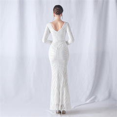 Sequined V-Neck Maxi Dress