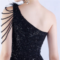 Beaded Sequined Ostrich Feather Maxi Dress