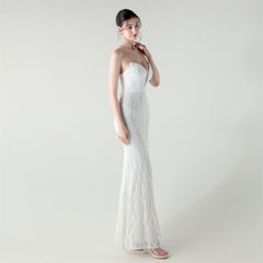 Sequined Heart-Collar Maxi Dress