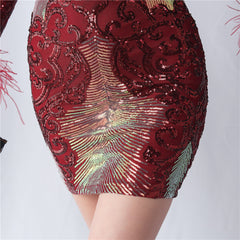 Sequin Long-Sleeve Bodycon Dress