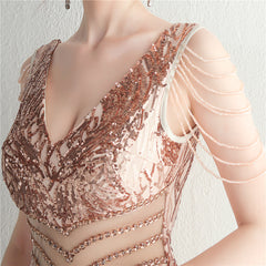 Sequined Beaded Fishtail Maxi Dress