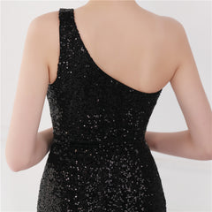 Asymmetric Sequin Maxi Dress