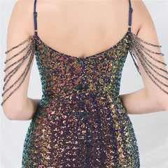 Sequined Spaghetti-Strap Maxi Dress