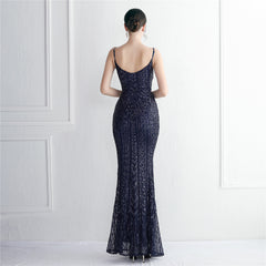 Sequined Fringed Fishtail Maxi Dress