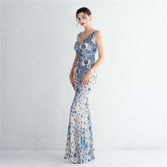 Sequined V-Neck Maxi Dress