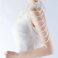 One-Shoulder Ombre Sequin Feather Dress