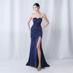 Strapless Boned Split Maxi Dress