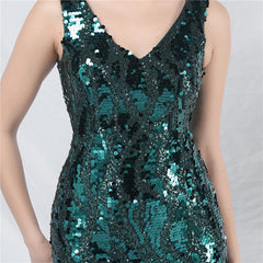 Sequined V-Neck Maxi Dress