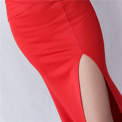 Strapless Boned Split Maxi Dress