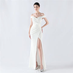 Off-Shoulder Fishtail Maxi Dress