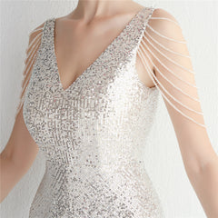 Sequined Fringe Fishtail Maxi Dress