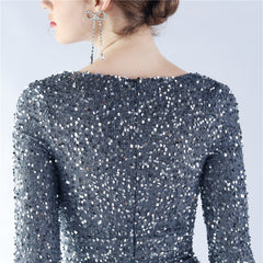 Ostrich Feather Sequined Maxi Dress