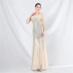 Ostrich Feather Sequined Maxi Dress