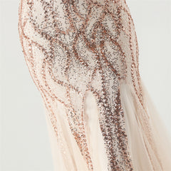 Backless Sequined Fishtail Maxi Dress