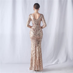 Sequined V-Neck Maxi Dress