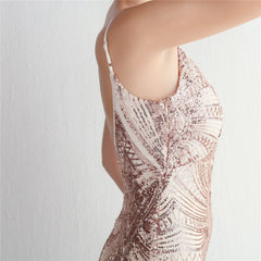 V-Neck Sequin Lace Maxi Dress