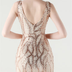 Backless Sequined Fishtail Maxi Dress