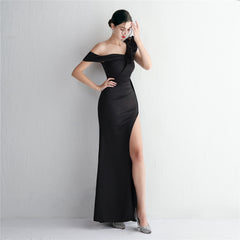 One-Shoulder Ruffle Maxi Dress