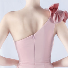 One-Shoulder Beaded Rhinestone Maxi Dress