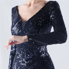 Backless Sequined V-Neck Maxi Dress