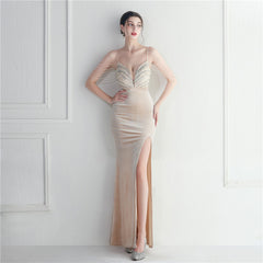 Sequin V-Neck Maxi Dress