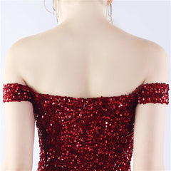 Off-Shoulder Sequin Split Maxi Dress