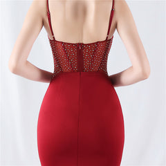 Rhinestone Boned Fishtail Maxi Dress