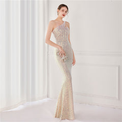 Asymmetric Sequin Maxi Dress