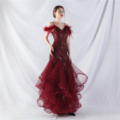 Feathered Sequin Maxi Dress