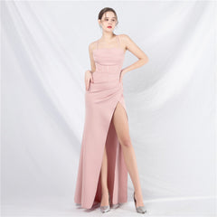 Backless Boned Camisole Split Maxi Dress
